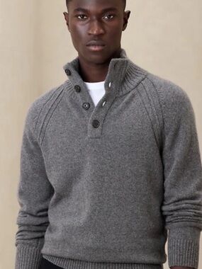Banana Republic Italian Yarn Wool Blend Mock Neck Sweater - Size Large